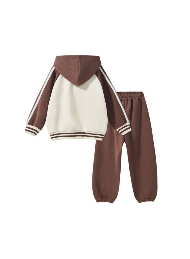 DEESHA Hooded Zippered Top + Cuffed Pants】girls' Autumn And Winter Outfits, Medium To Large Children's Thin Fleece Casual Set - Image 4