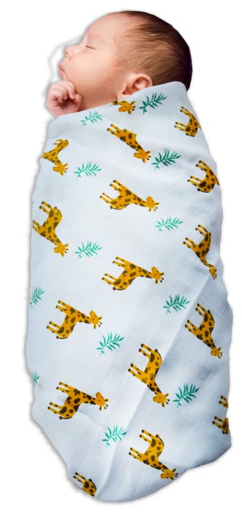 Ireeya Organic Cotton Muslin Baby Swaddle Wrap (Elephant & Giraffe) - Image 5
