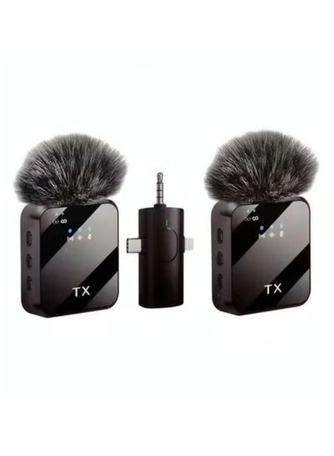 Tx DW 3-in-1 Wireless Lavalier Microphone F11-2 with Universal Receiver – Plug & Play Professional Mic with Dual Noise Cancellation, LED Display & 2.4GHz Stable Transmission – Compatible with iPhone, Android, DSLR, PC – Perfect for Vlogging, Streaming, Interviews, Live Recording & Online Teaching - Image 1