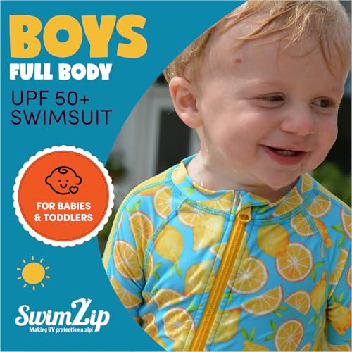 SwimZip Boys' Long-Sleeve UPF 50+ Swimsuit for Baby, Toddler, & Little Boys Lemons - Image 5