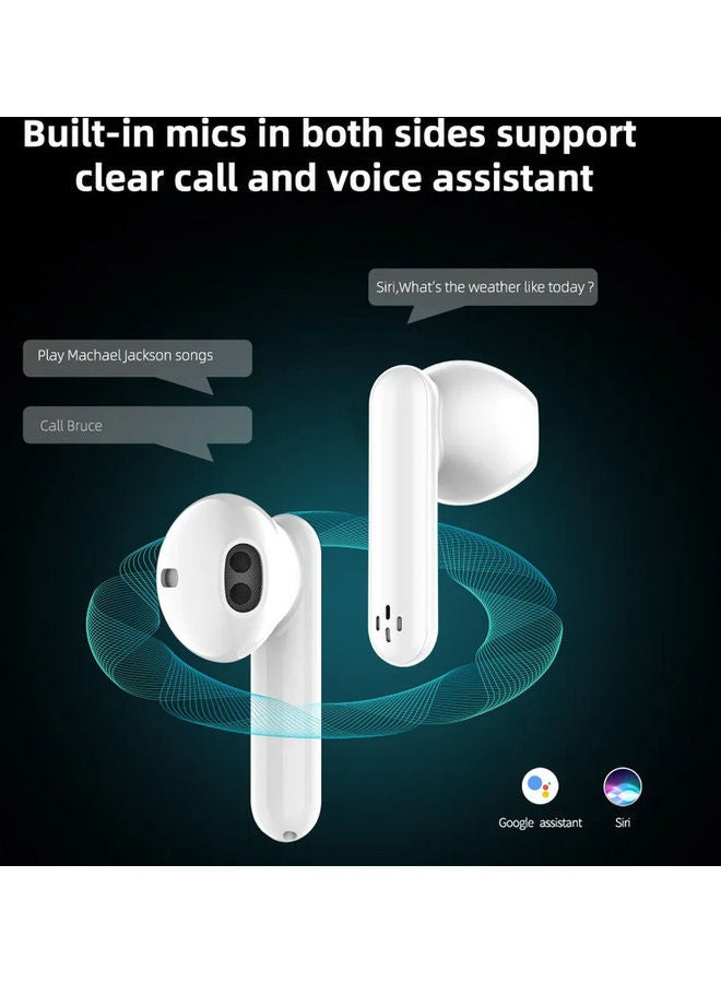 OFFBEAT Wavebuds S8 - Truewireless Stylish Headphones with Ergonomic Design, Comfortable Fit, Smart Touch Controls, Built in Voice Assistant, LED Status Lights and High Fidelity Audio White - Image 4