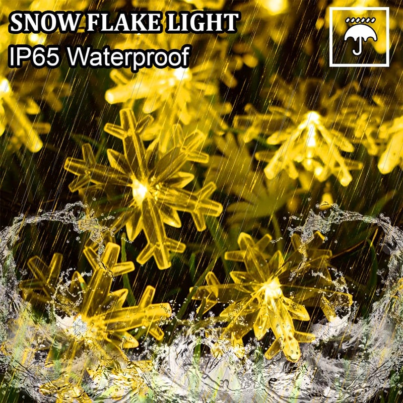 fizzytech أضواء خيوط الثلج، 6 متر 30 لمبة LED زينة مؤقتة معلقة لغرفة النوم، الحديقة، الحفلات، الجدران، الداخلية والخارجية، زينة شجرة عيد الميلاد دافئة بيضاء - Image 2