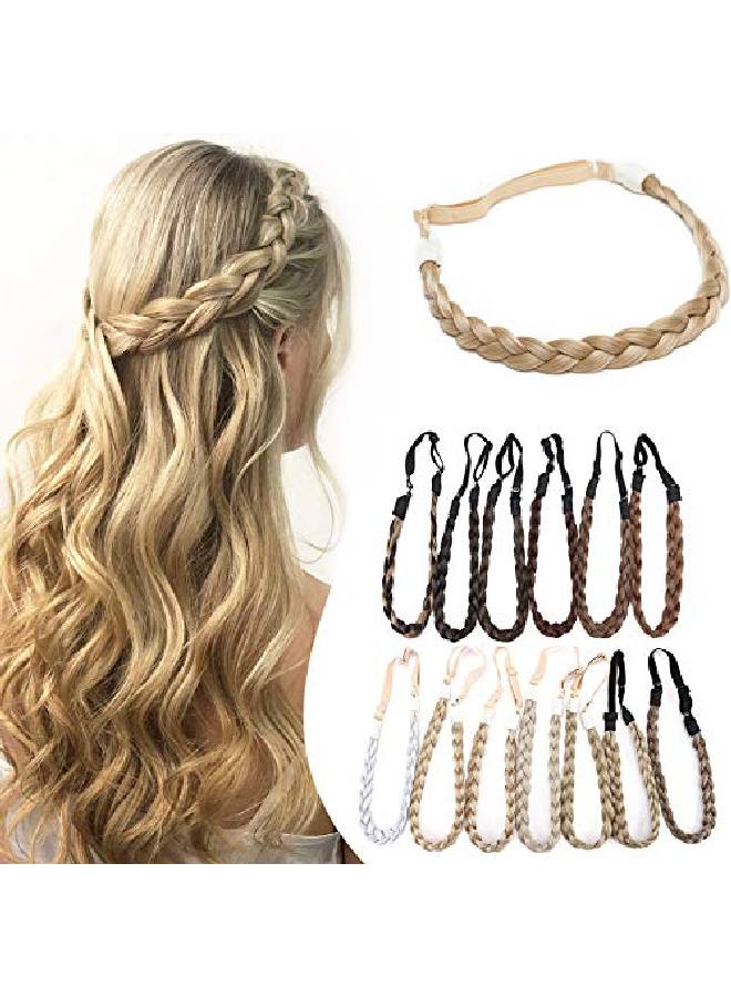 Hairro رباط شعر مضفر رباط شعر مضفر رباط شعر مضفر رباط رأس مضفر شعر صناعي مضفر رباط رأس مرن مطاطي قطعة شعر مضفرة 3 خيوط للنساء والفتيات 27G 26/613 أشقر - Image 1