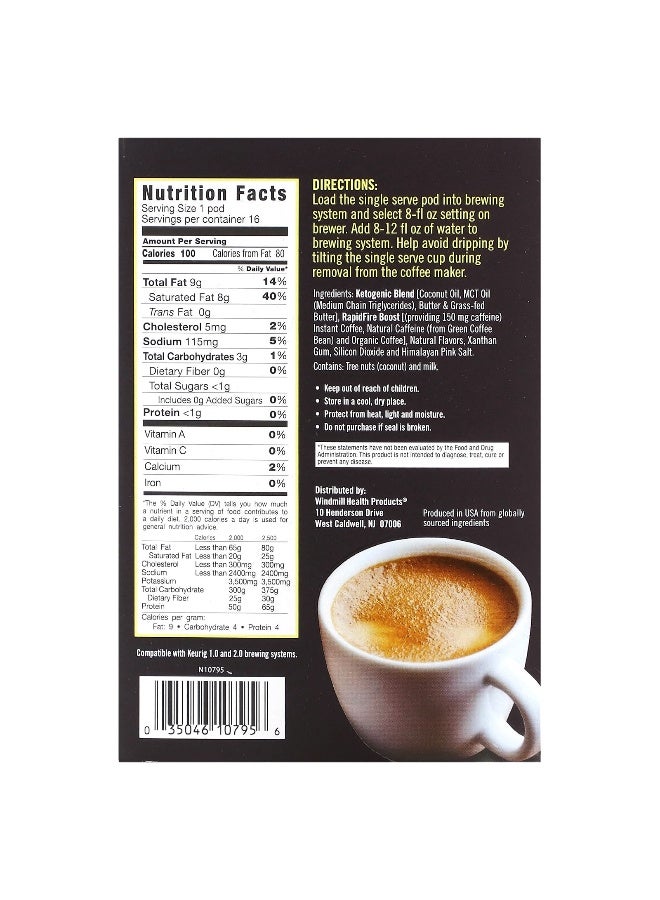 RAPIDFIRE, Ketogenic Coffee Pods, French Vanilla, Medium Roast, 16 Pods, 8.48 oz (240 g) - Image 2