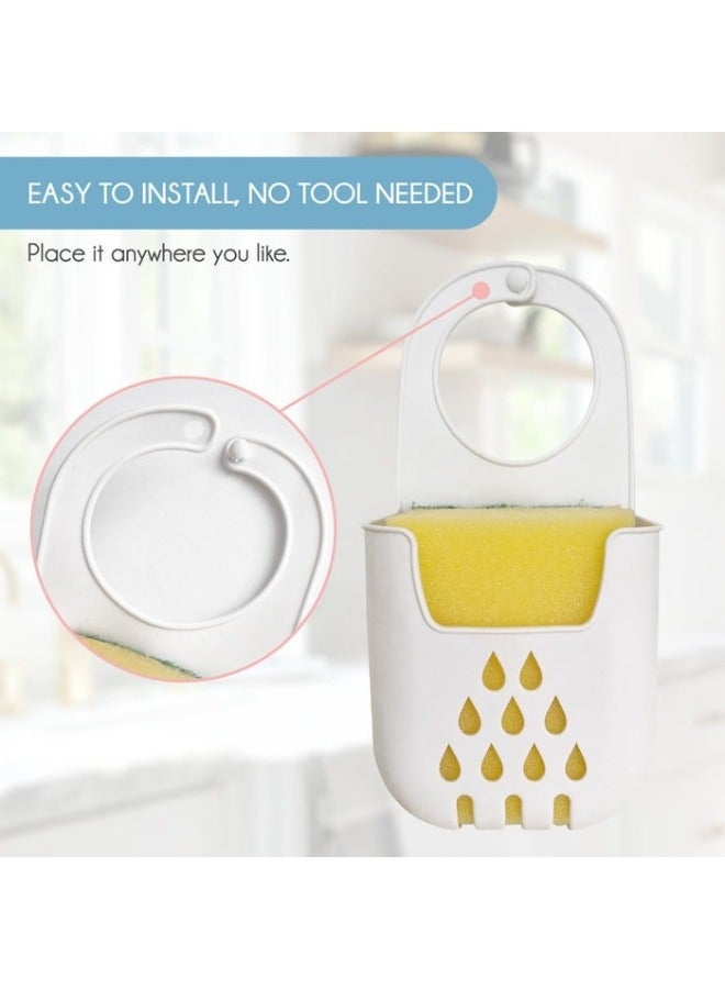 FALMER Flexible Silicone Sponge Holder for Kitchen Sink with Sponge, Sponge and Cleaning Tools Hanger for Sink Kitchen Sink Organizer - Ventilate and Dry Sponges Easily - White - Image 3
