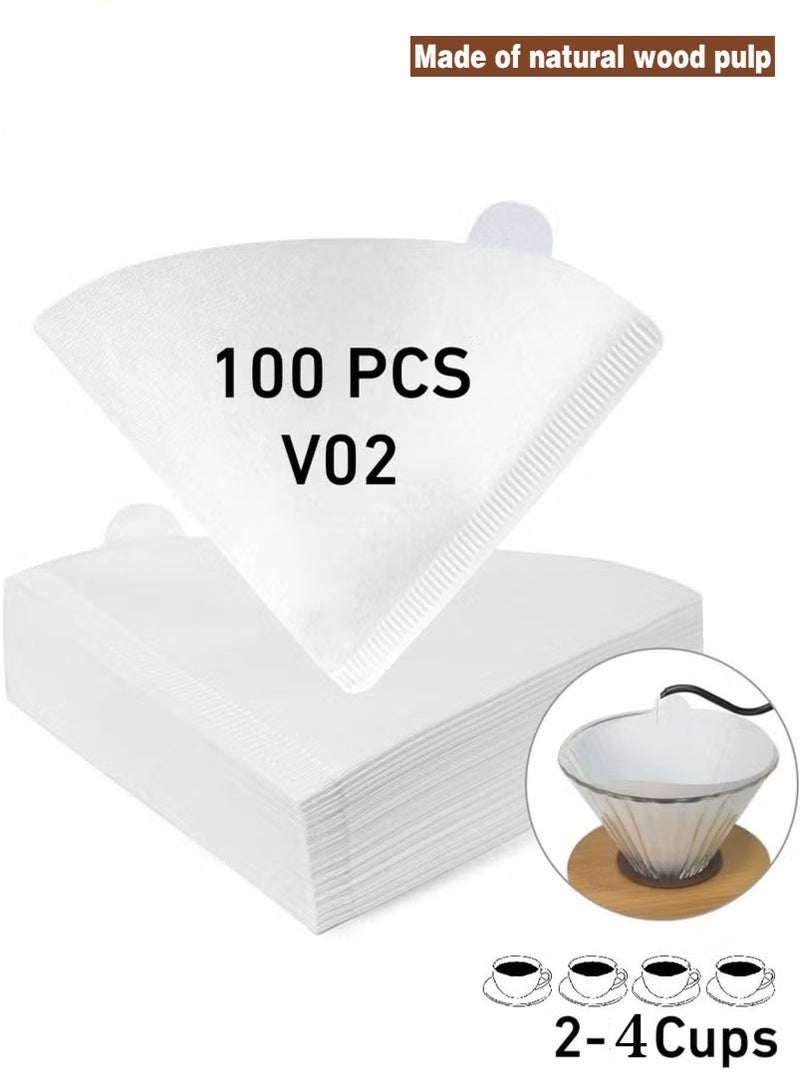 Sunspire 100 Coffee Filters V60 Size V02 Natural Wood Pulp Unbleached Natural White - Image 1