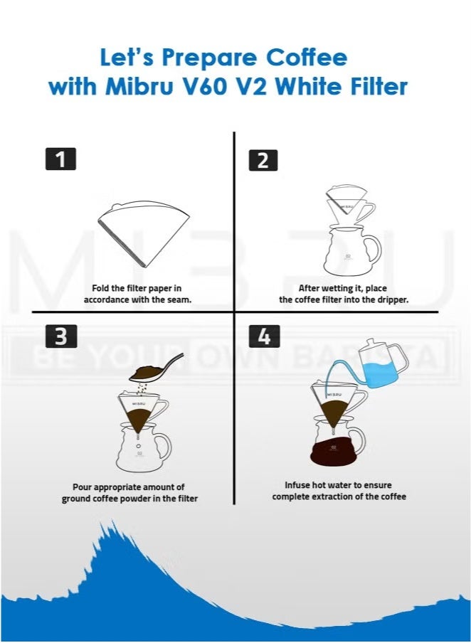 Sunspire 100 Coffee Filters V60 Size V02 Natural Wood Pulp Unbleached Natural White - Image 5