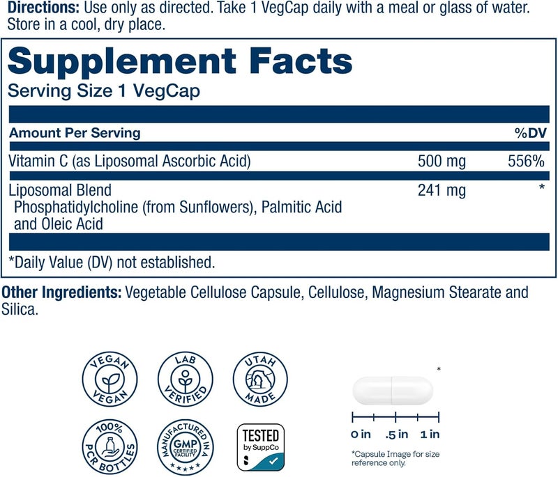 Solaray 500mg Liposomal Vitamin C 100 Capsules - Image 2