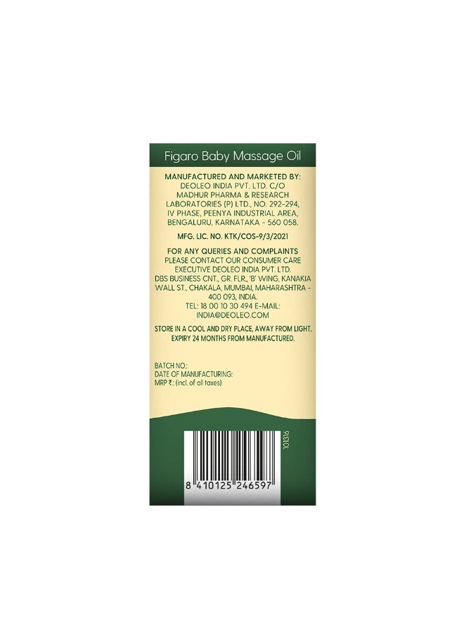 Figaro Baby Massage Oil With Goodness Of Natural Olive Oil Enriched With Vitamin E, Dermatologically Tested, 100 Ml - Image 2