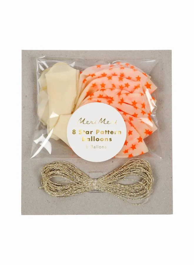 Meri Meri 8 Pack 11" Neon Orange Star Balloons