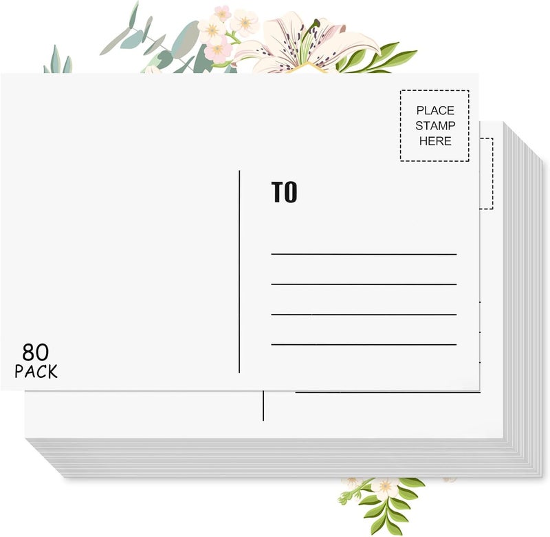 Coidea Blank Postcards for Mailing, 80 Post Cards for Mailing, 300 GSM White 4 x 6 inches Cardstock Paper Mailable Printable Postcards Bulk for Birthday, Thank You, Business Postcards - Image 1