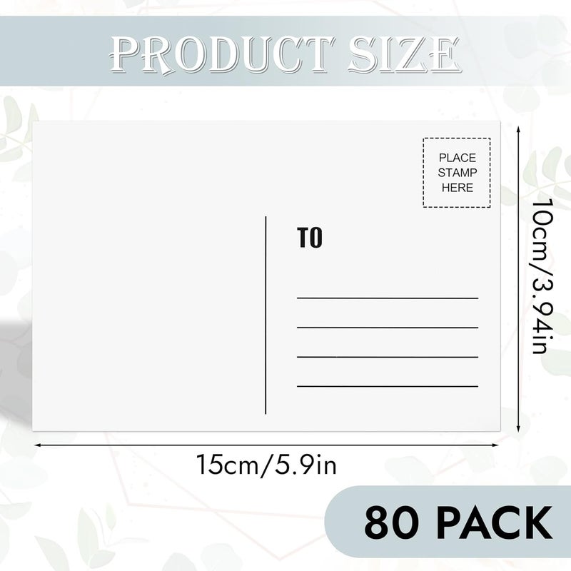 Coidea Blank Postcards for Mailing, 80 Post Cards for Mailing, 300 GSM White 4 x 6 inches Cardstock Paper Mailable Printable Postcards Bulk for Birthday, Thank You, Business Postcards - Image 2