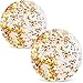 FUTUREPLUSX 16 Inch Glitter Beach Balls 2PCS Swimming Pool Balls Inflatable Beach Ball with Gold Confetti for Kids Birthday Summer Pool Party - Image 2