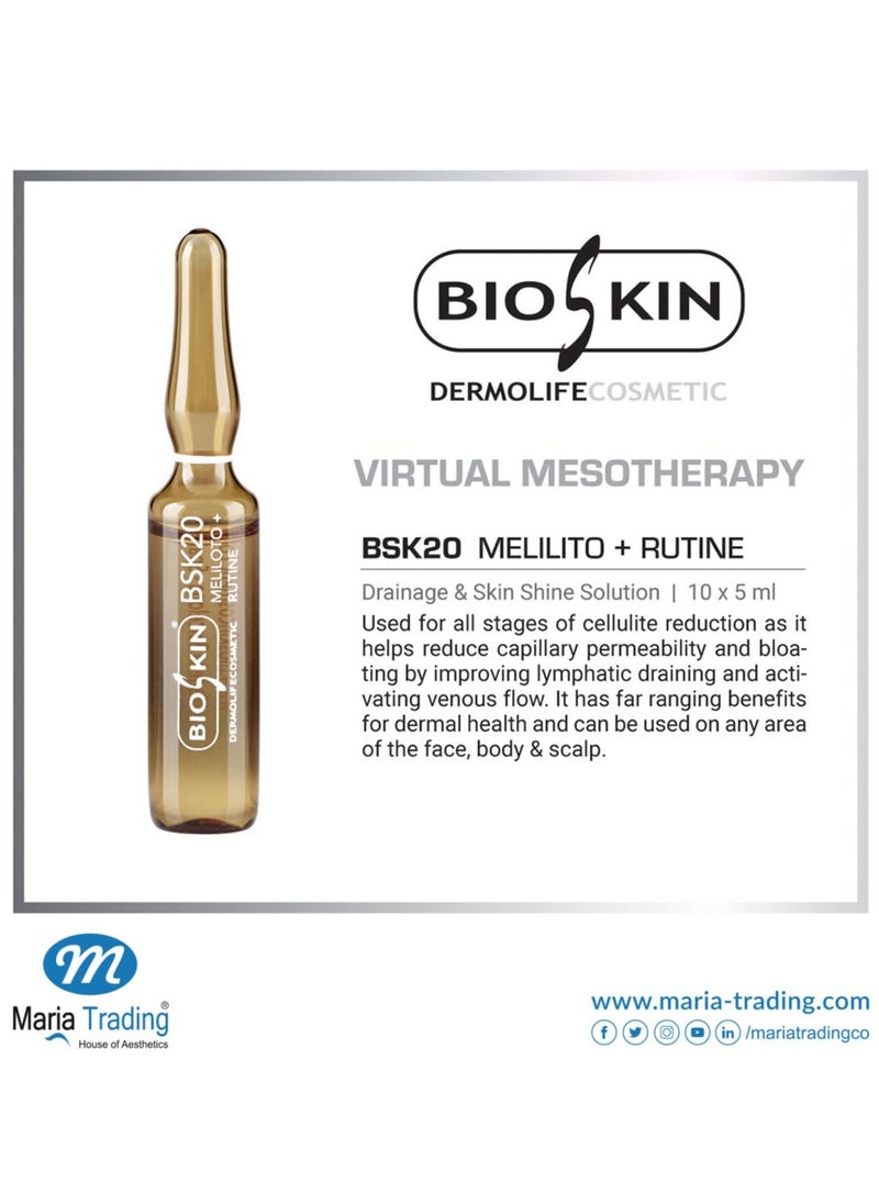 Bioskin - BSK20 MELILOTO + RUTINA Drainage Skin solution 10 Amp. x 5 mL - Image 1