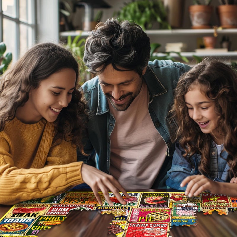 White Mountain 1000 Piece Jigsaw Puzzle Classic American Food Collage Puzzles with Large Pieces Gift for Adults and Family 24"x30" - Iconic State Foods - Image 4