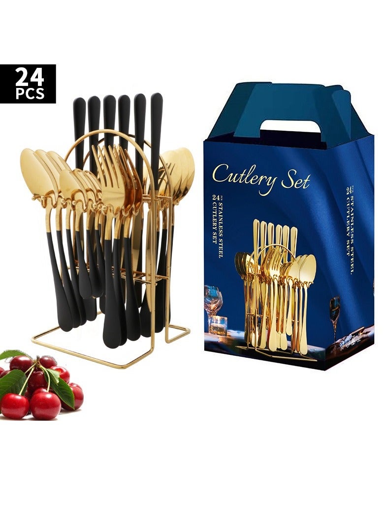 Y&D 24-Piece Steak Knife Fork Spoon Cutlery Gift Set 