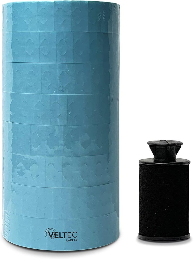 Veltec Blue Labels for Monarch 1131 One-Line Price Gun – 1 Sleeve, 20,000 Labels, Pricemarking with Security Slits and Free Ink Roller - Image 1