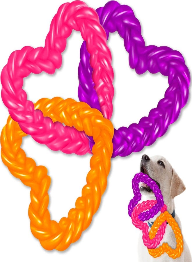 Civaner Valentine‘s Day Dog Toys Puppy Teething Chew Toys Pink Purple Orange Love Heart Shape Puppy Teething Comfort Aid for Small Medium Large Breeds Dogs - Image 1