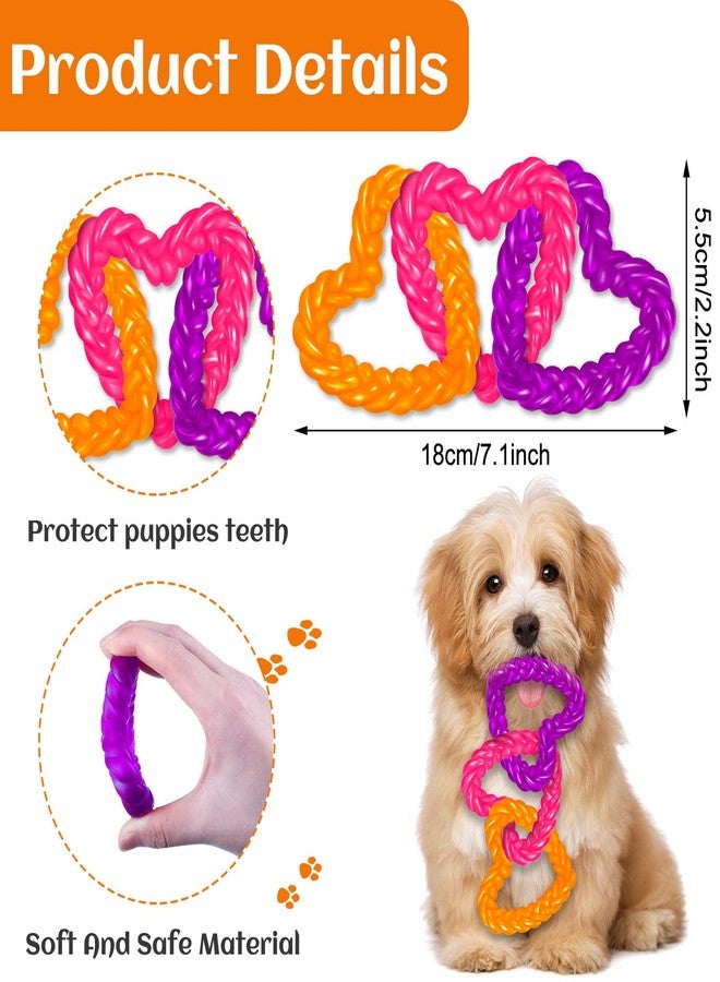 Civaner Valentine‘s Day Dog Toys Puppy Teething Chew Toys Pink Purple Orange Love Heart Shape Puppy Teething Comfort Aid for Small Medium Large Breeds Dogs - Image 4