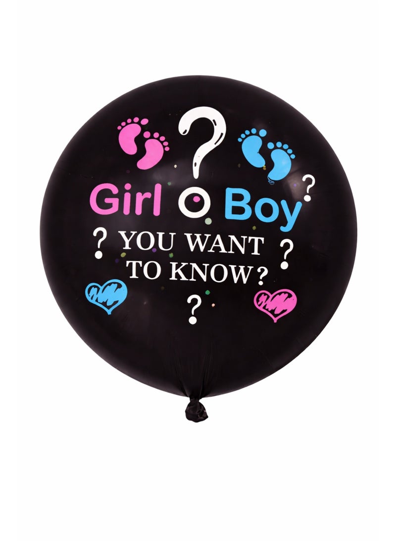 Party Time Gender Reveal Balloon 18 Inch Black Boy or Girl Baby Shower Party Decoration - Image 1