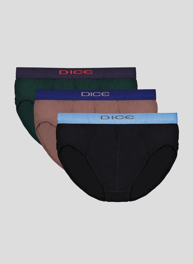 Dice Pack of 3 Cotton Plain Brief Underwear for Men - Image 1
