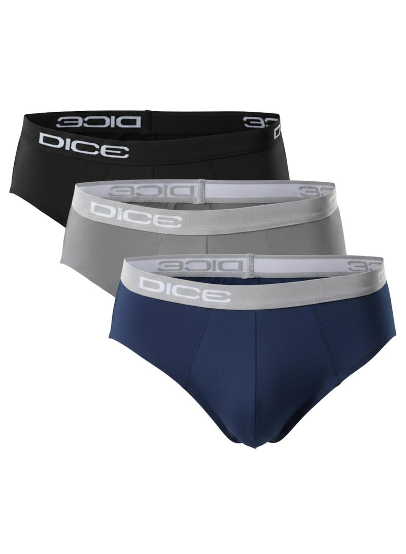 Dice Pack of 3 Cotton Plain Brief Underwear for Men - Image 1