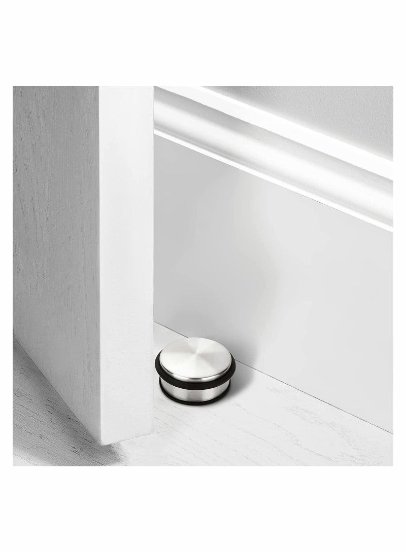 Excefore 4 Pcs Stainless Steel Door Stoppers, Heavy Duty Chrome Door Stopper with Rubber Buffer Ring, Metal Round Door Stoppers for Floor, Safety Door Wedge for Home Office - Image 5