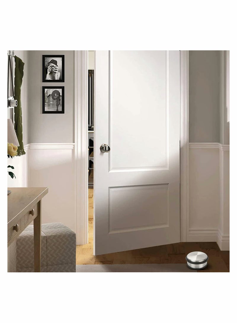 Excefore 4 Pcs Stainless Steel Door Stoppers, Heavy Duty Chrome Door Stopper with Rubber Buffer Ring, Metal Round Door Stoppers for Floor, Safety Door Wedge for Home Office - Image 4