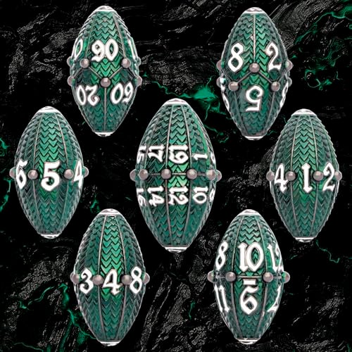 ARUOHHA DND Metal Dice Black Green Dragon Egg Dice with Rotating Dragon Egg Shell Role Playing Game RPG Polyhedral D and D Dice Set D20 D12 D10 D8 D6 D4 - Image 5