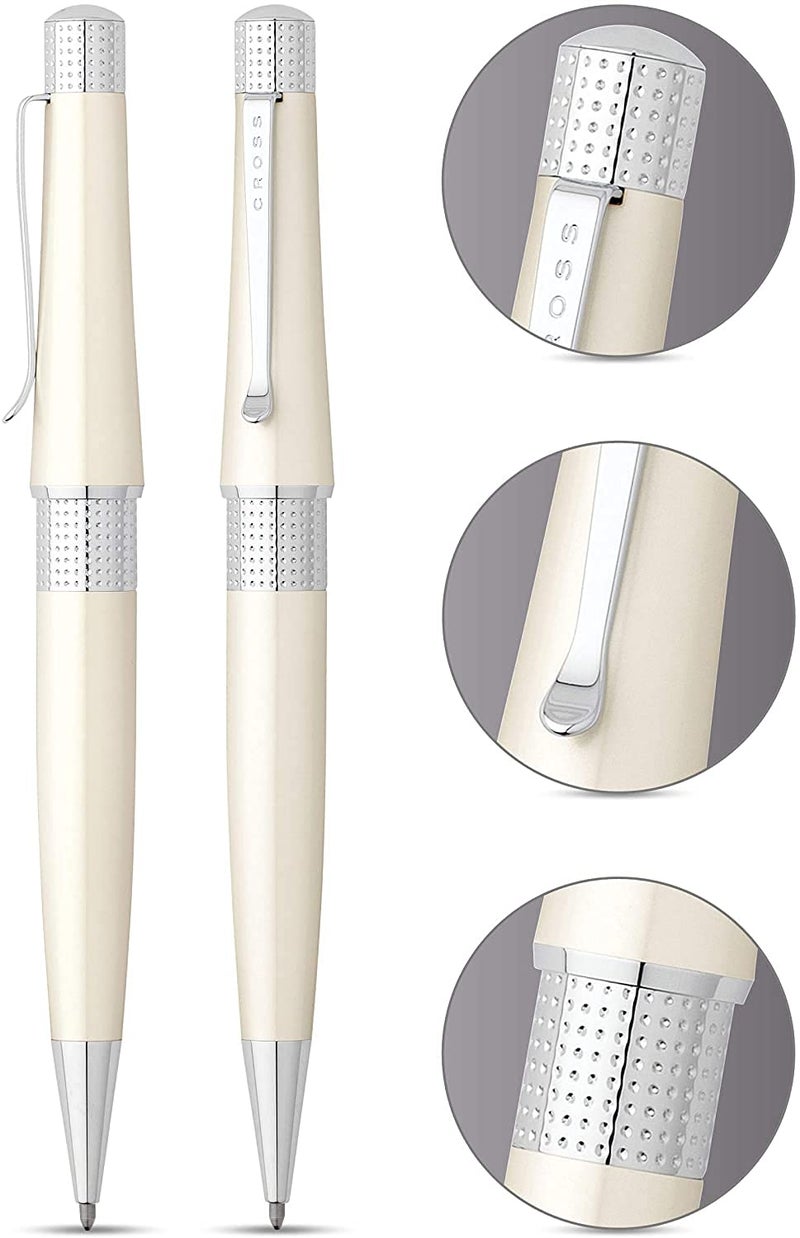 Cross Beverly Refillable Ballpoint Pen, Medium Ballpen, Includes Premium Gift Box - Pearlescent White Lacquer - Image 2
