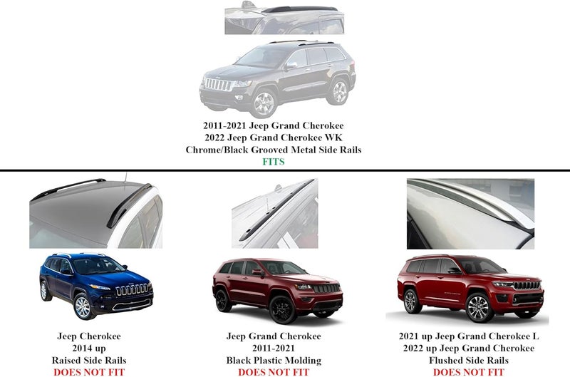 BRIGHTLINES Crossbars Roof Racks Luggage Racks Replacement for 2011-2021 Jeep Grand Cherokee with Grooved Metal Roof Side Rails - Image 4