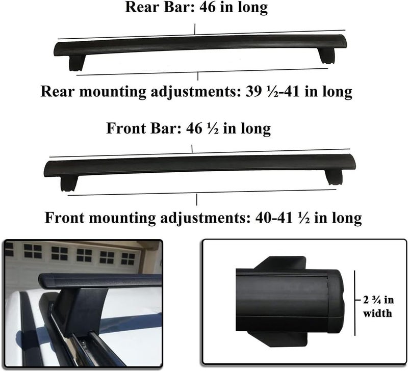 BRIGHTLINES Crossbars Roof Racks Luggage Racks Replacement for 2011-2021 Jeep Grand Cherokee with Grooved Metal Roof Side Rails - Image 5