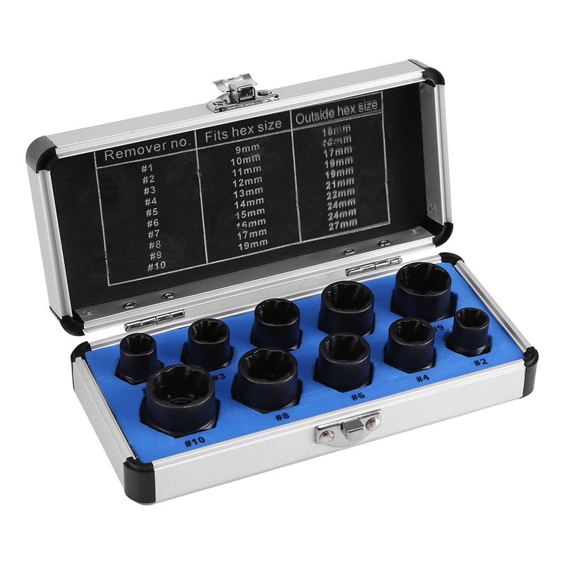 10 Pieces Damaged Bolt Nut Screw Remover Extractor Removal Set Threading Tools Kit - Image 2