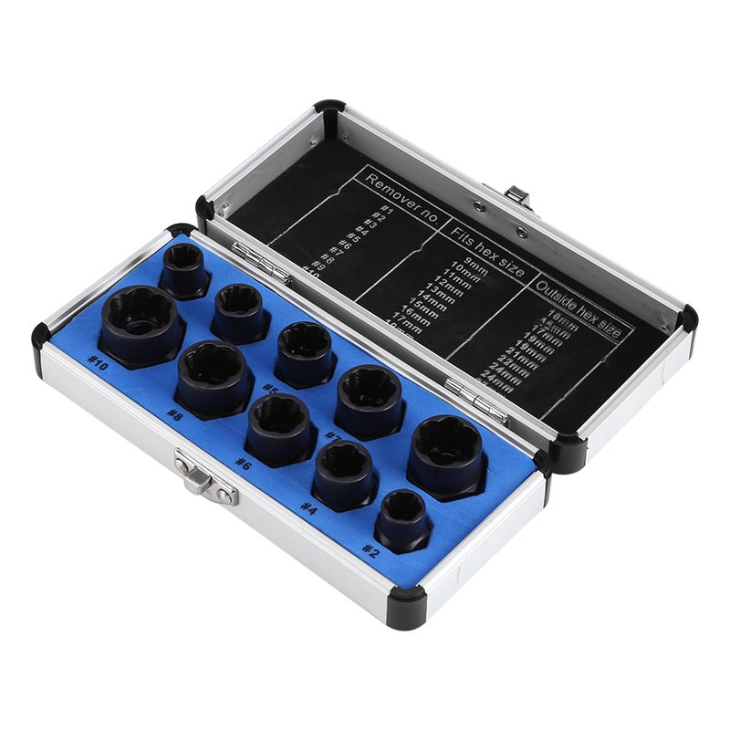 10 Pieces Damaged Bolt Nut Screw Remover Extractor Removal Set Threading Tools Kit - Image 5