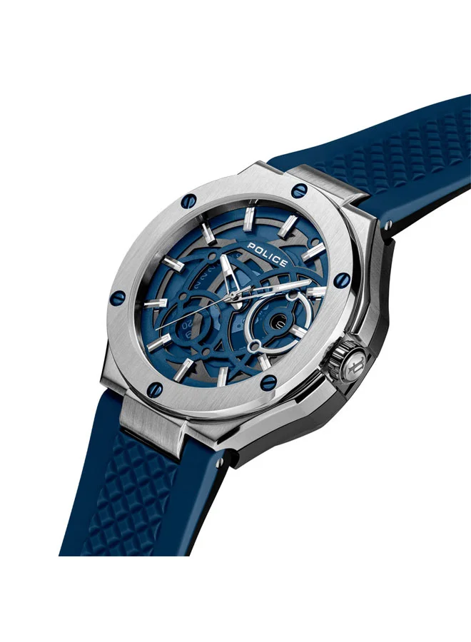 بوليس Dual Black & Navy Dial Black & Navy Silicone Strap Multifunction Watch for Men - 42mm