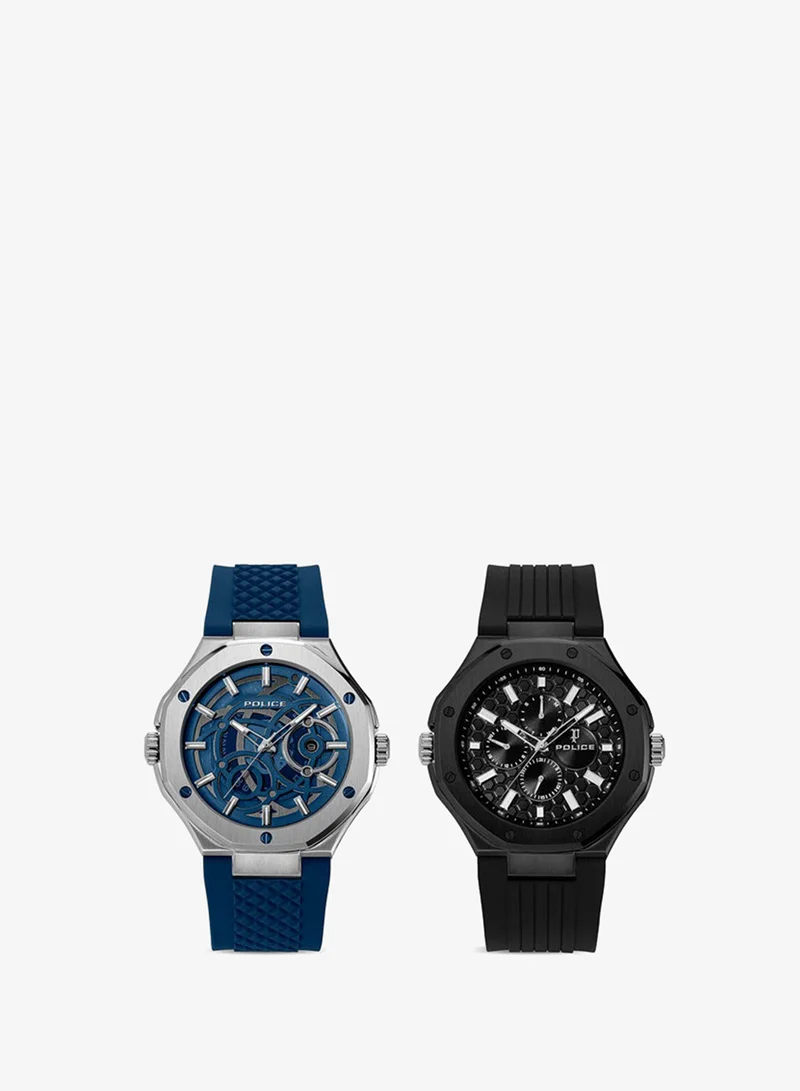 POLICE Dual Black & Navy Dial Black & Navy Silicone Strap Multifunction Watch for Men - 42mm