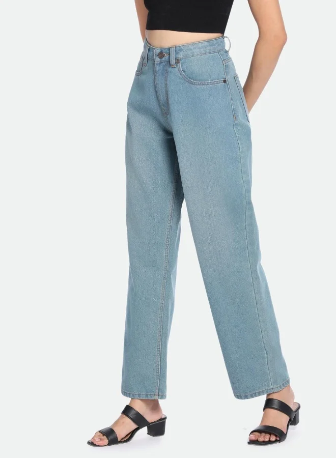 Dennis Lingo Women'S Indigo Denim Solid Pattern Full Length Relaxed Jeans
