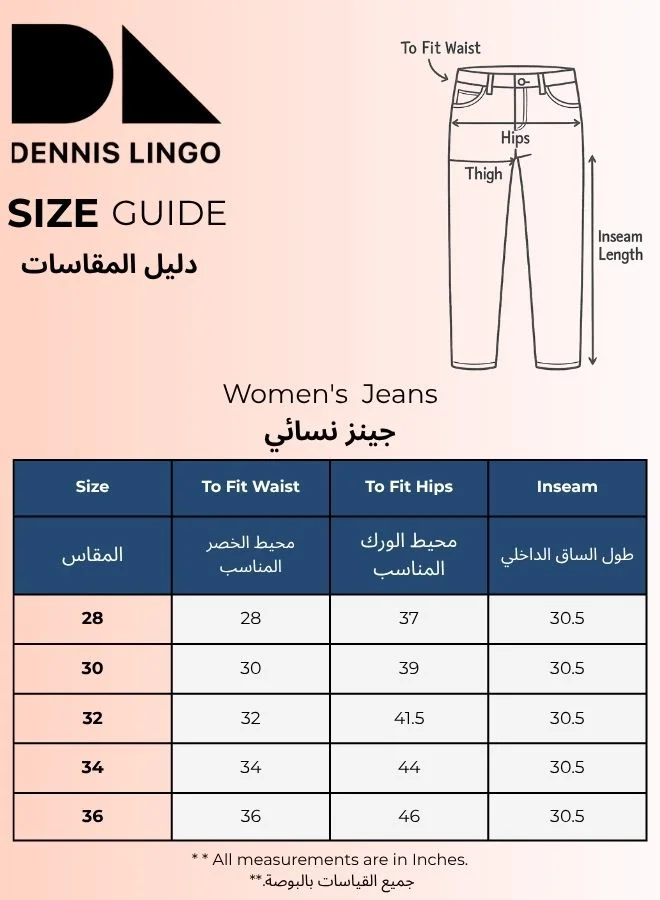 Dennis Lingo  Women'S Indigo Denim Solid Pattern Full Length Relaxed Jeans for Women | Best Price UAE