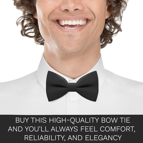 Bow Tie House Tuxedo Bow Tie for Infant Toddler Cute Boy Black Bow Ties - Fabric Pretied Unisex Adjustable Little Colorful Fashion for Kids Babys Bowties in shop (Small, Black) - Image 5