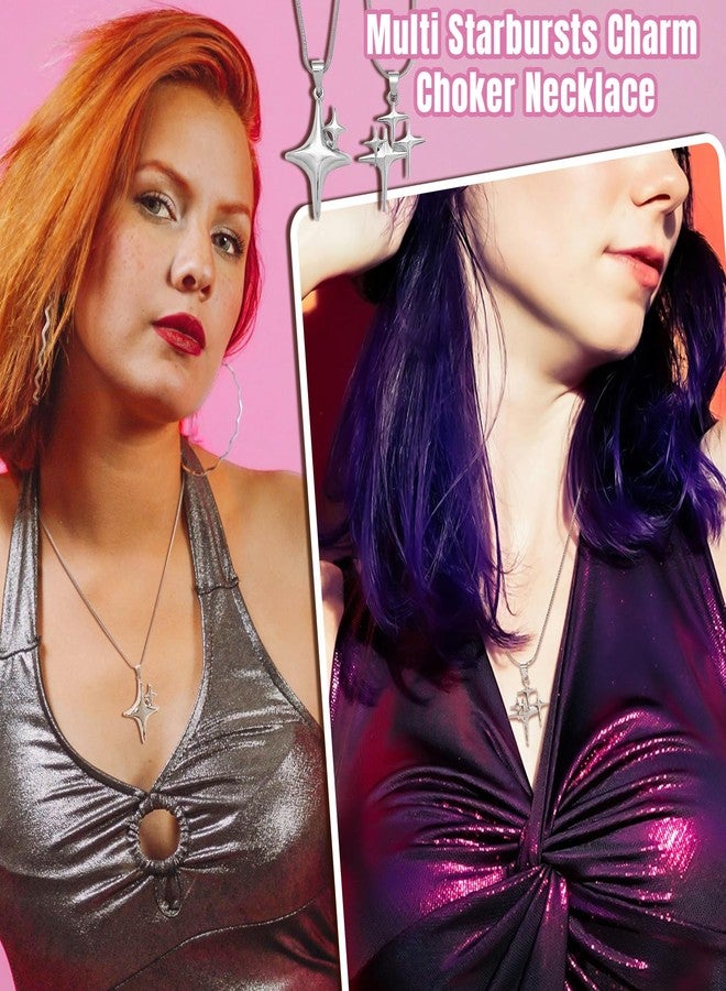 ريشيك جو مجموعة RechicGu المكونة من 7 قطع من قلادات النجوم Y2K للنساء والرجال، مجموعة مجوهرات Grunge Emo Alt Gothic Punk، إكسسوارات مرصعة بأحجار الراين على شكل نجمة وحجر ضوء القمر، قلادات Y2K غير منتظمة لإطلالات Kawaii لطيفة، هدايا - Image 5