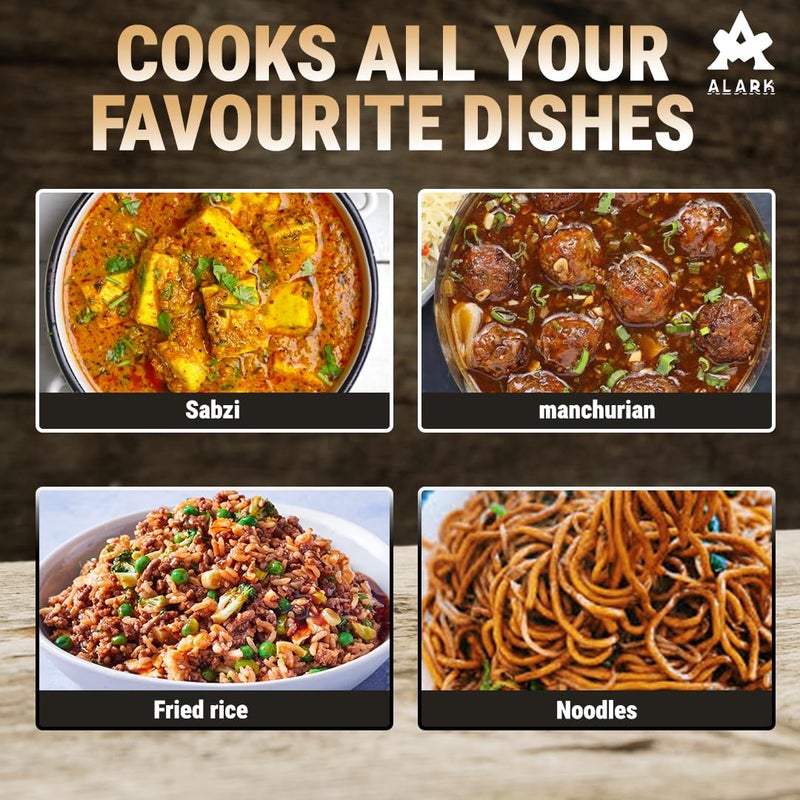 Alark مقلاة ألارك ثلاثية الفولاذ المقاوم للصدأ بتصميم خلية النحل غير لاصقة مع مقبض بارد اللمس ومناسبة للطهي الخارجي ومقلاة بايلا للمأكولات البحرية ذات قاع مزدوج ذهبي - Image 4