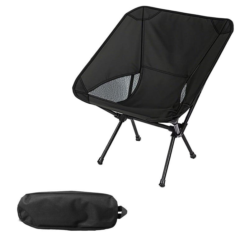 Wind Tour Portable Camping Chair Lightweight Foldable Outdoor Chair for Hiking Camp Backpacking Lawn Beach Fishing Picnic with Carry Bag (Black) - Image 1