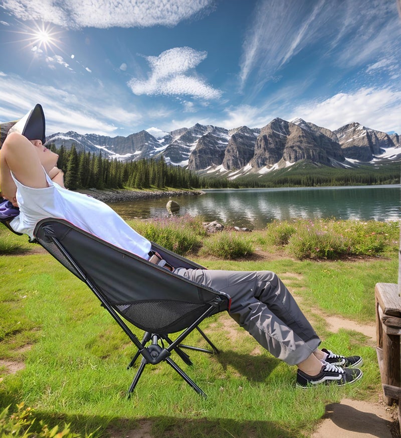 Wind Tour Portable Camping Chair Lightweight Foldable Outdoor Chair for Hiking Camp Backpacking Lawn Beach Fishing Picnic with Carry Bag (Black) - Image 4