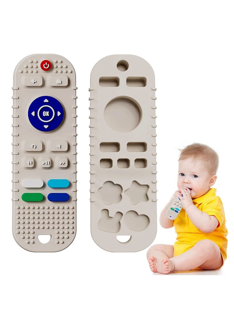 NNEWVANTE Silicone Baby Teething Toys,BPA Free TV Remote Control Shape Teething Toys for Babies 6-12 Months Baby Chew Toys for Toddlers,Baby Teethers Relief Soothe Babies Gums(Grey)  - Image 1