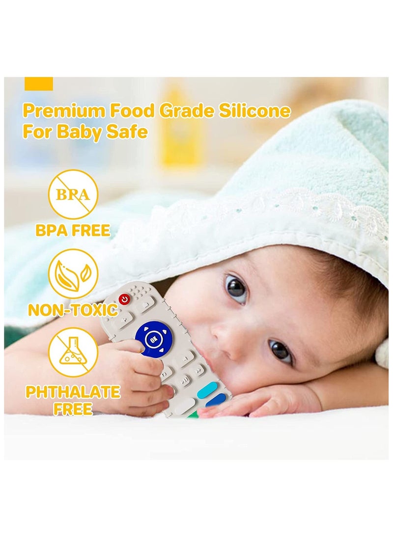 NNEWVANTE Silicone Baby Teething Toys,BPA Free TV Remote Control Shape Teething Toys for Babies 6-12 Months Baby Chew Toys for Toddlers,Baby Teethers Relief Soothe Babies Gums(Grey)  - Image 3