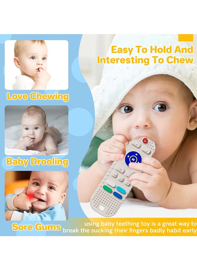 NNEWVANTE Silicone Baby Teething Toys,BPA Free TV Remote Control Shape Teething Toys for Babies 6-12 Months Baby Chew Toys for Toddlers,Baby Teethers Relief Soothe Babies Gums(Grey)  - Image 4