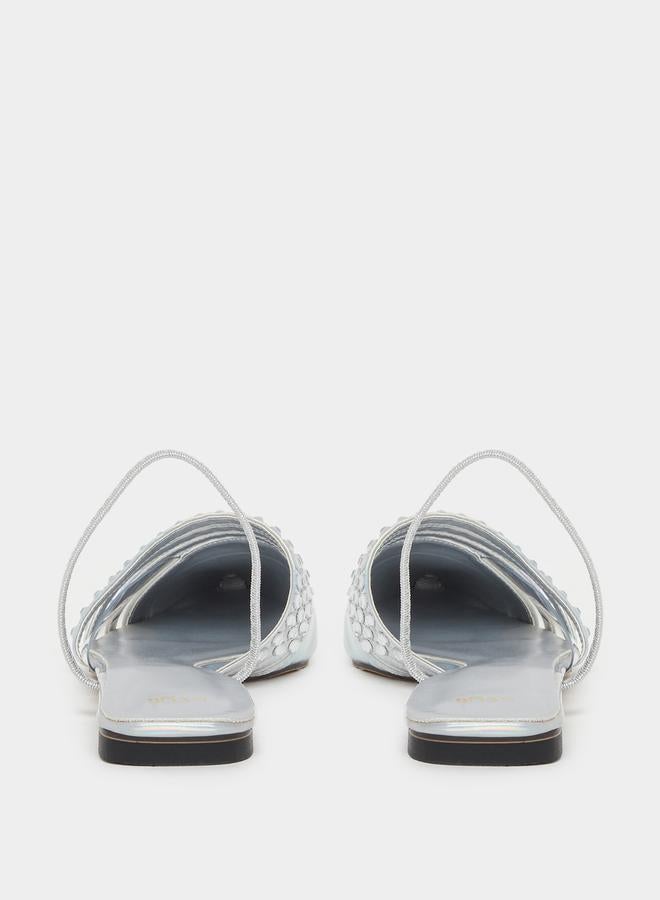 Styli Embellished Pointed Toe Flat Mules  - Image 4