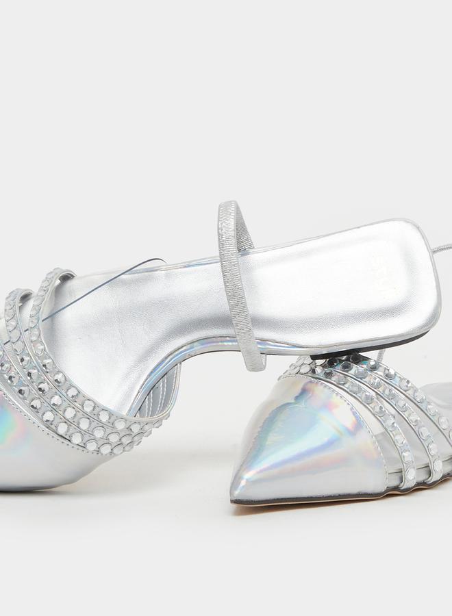Styli Embellished Pointed Toe Flat Mules  - Image 3