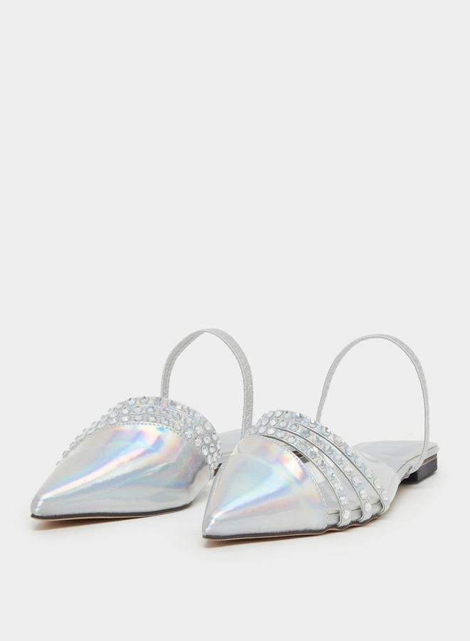 Styli Embellished Pointed Toe Flat Mules  - Image 2