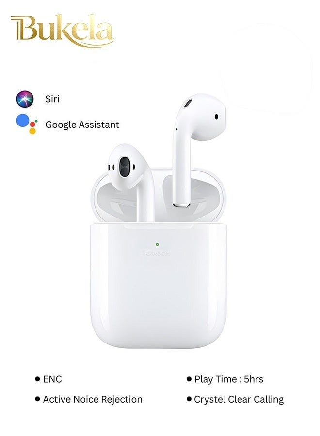 كيلا سماعات أذن شبه داخلية لاسلكية مزودة بحافظة سيليكون مضادة لبصمات الأصابع مع صندوق طاقة، الإصدار القياسي باللون الأبيض - Image 1